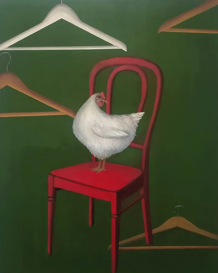 Image of Empty Function — Not a Hanger by Nina Fedotova, size: 100 × 80 × 2 cm, made of oil on canvas, Painting medium