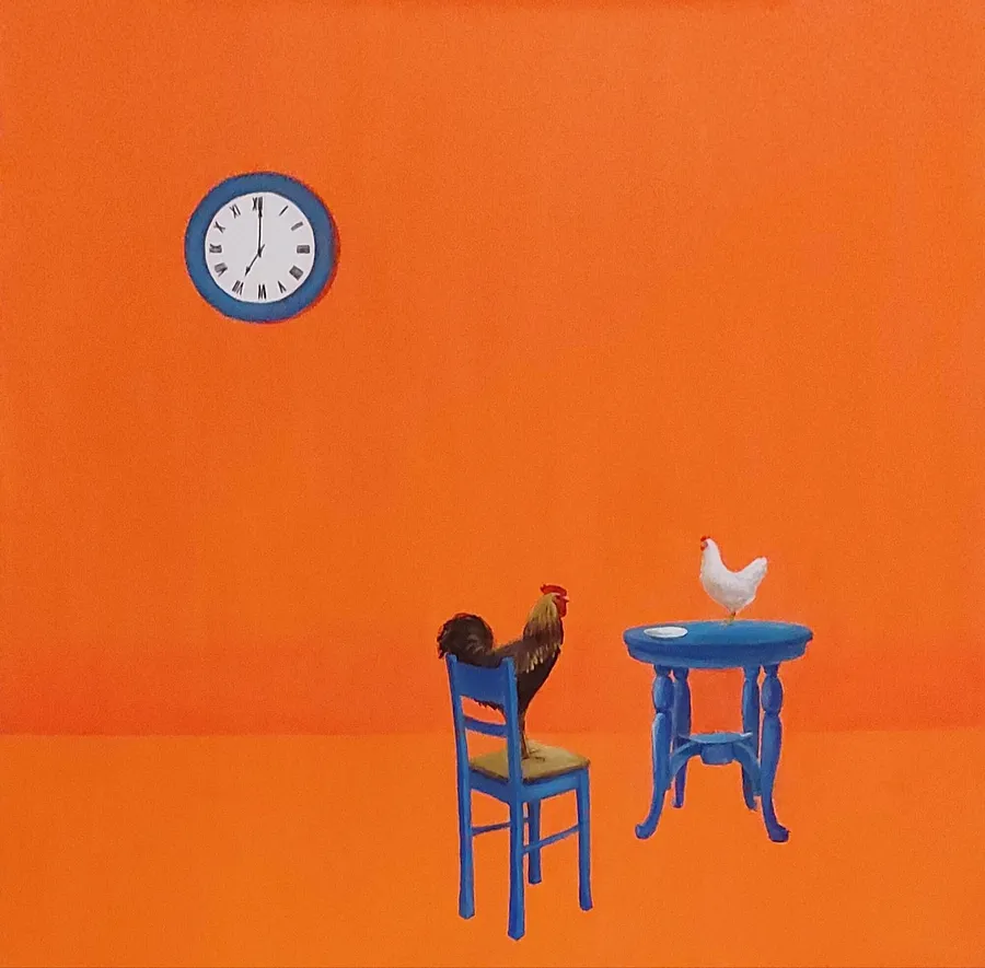 Image of And a song for dinner! by Nina Fedotova, size: 70 × 70 × 2 cm, made of Oil on canvas, Painting medium