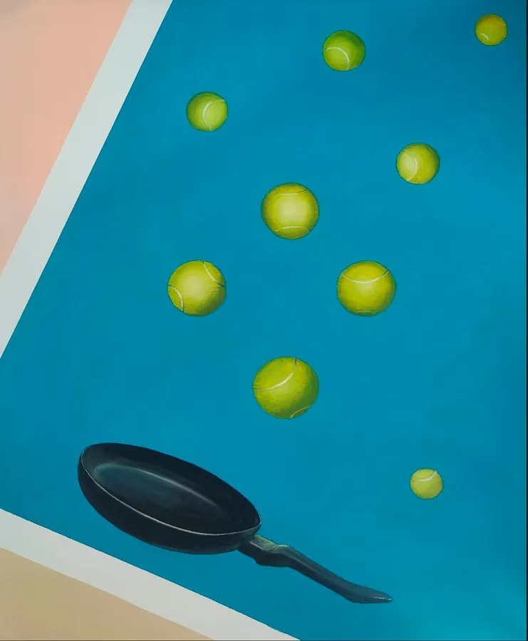 Image of Are you in the game? by Nina Fedotova, size: 90 × 70 × 2 cm, made of Oil on canvas, Painting medium