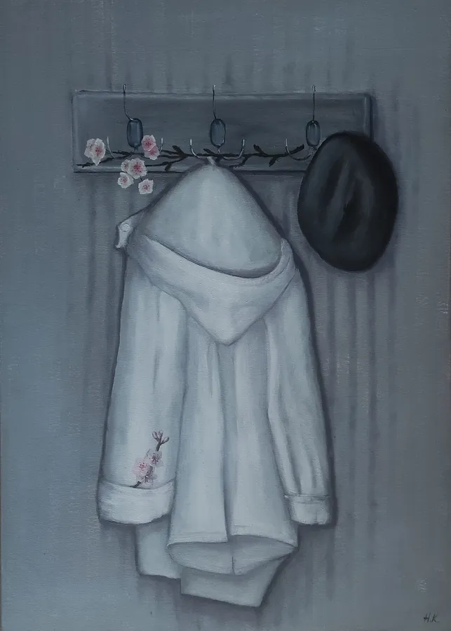 Image of When the cherries were in bloom by Nina Fedotova, size: 70 × 50 × 2 cm, made of oil on canvas, Painting medium
